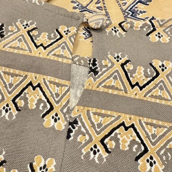 Bel Kazan Anthropologie Swing Dress Womens L Beige Black Boho Bali Rayon Tribal - Picture 3 of 6